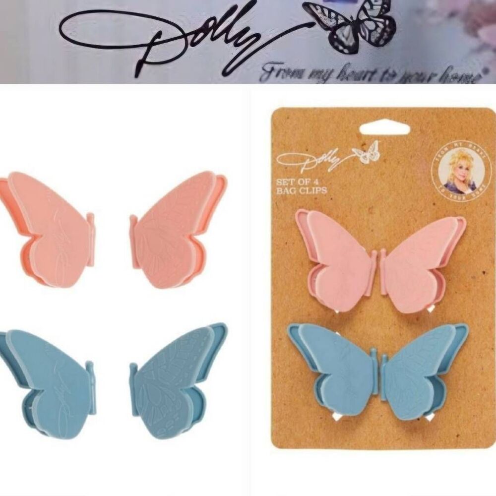 Dolly Parton Set Of 4 Butterfly Bag Clips